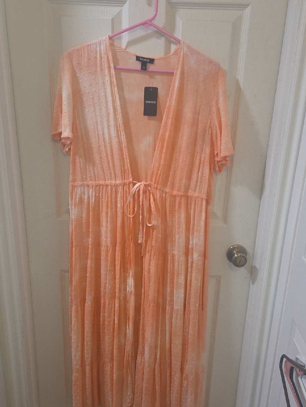 Torrid Peach Plunge Tie-Waist  Cover-up. Size 0.
